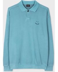 PS by Paul Smith - Aqua Cotton 'happy' Polo Sweatshirt Blue - Lyst