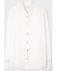 PS by Paul Smith - Cream Silk-blend Multi-coloured Button Shirt White - Lyst