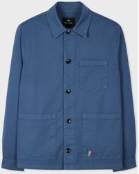 PS by Paul Smith - Washed Blue Organic Cotton 'broad Stripe Zebra' Work Jacket - Lyst