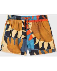 Paul Smith - 'sun' Print Swim Shorts Orange - Lyst