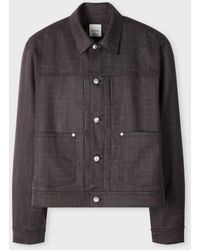 Paul Smith - Aubergine Wool Check Pleated Trucker Jacket - Lyst