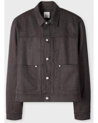 Paul Smith - Aubergine Wool Check Pleated Trucker Jacket - Lyst