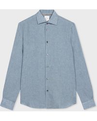 Paul Smith - Slim-fit Light Blue Linen Shirt - Lyst