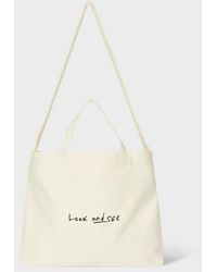 Paul Smith - Ecru Cotton-Canvas Quote Tote Bag - Lyst