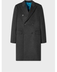 Paul Smith - Charcoal Wool-Cashmere Blend Double Breasted Overcoat - Lyst