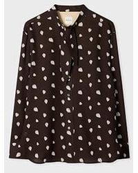 Paul Smith - Damson 'Strawberry' Print Silk-Blend Shirt With Neck Tie - Lyst