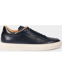 Paul Smith - Dark Navy Leather 'banf' Trainers Blue - Lyst