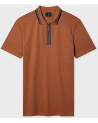 Paul Smith - Contrast Tipping Zip-Neck Polo Shirt - Lyst