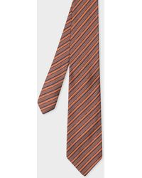 Paul Smith - Peach And Brown Stripe Silk Tie - Lyst