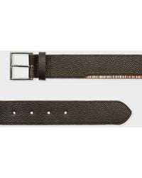 Paul Smith - Dark Leather Belt With 'Signature Stripe' Edge - Lyst