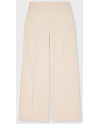 Paul Smith - Cream Wide-Leg Pinstripe Linen-Blend Trousers - Lyst