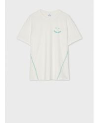 Paul Smith - Cotton Ecru Contrast 'Happy' T-Shirt - Lyst