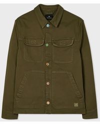 Paul Smith - Khaki Garment-Dyed Stretch-Cotton Chore Jacket - Lyst