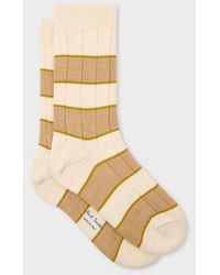 Paul Smith - Cream Block Stripe Ribbed Socks - Lyst