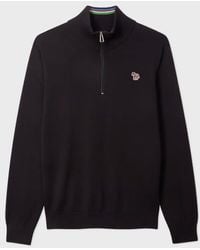 Paul Smith - Organic Cotton Quarter Zip Zebra Logo Sweater - Lyst