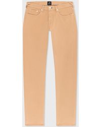 PS by Paul Smith - Tapered-fit Tan Garment-dyed Organic Cotton-stretch Jeans Brown - Lyst