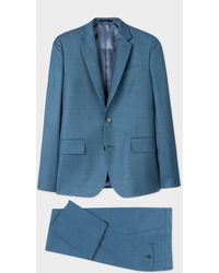 Paul Smith - The Soho - Tailored-fit Teal Sharkskin Wool Suit - Lyst