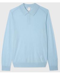 Paul Smith - Sky Merino Wool Knitted Long-Sleeve Polo Shirt - Lyst