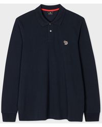 PS by Paul Smith - Navy Organic Cotton Zebra Logo Long-sleeve Polo Shirt Blue - Lyst