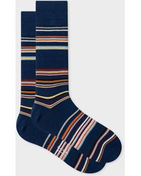 Paul Smith - Navy Spaced 'signature Stripe' Socks Blue - Lyst