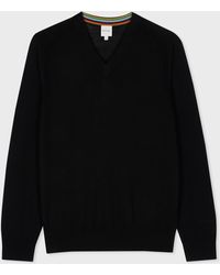 Paul Smith - Black Merino Wool V-neck Sweater - Lyst