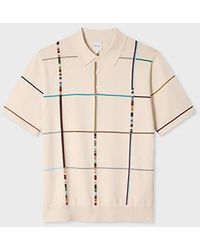Paul Smith - Ecru 'Signature Stripe Check' Knitted Cotton Polo Shirt - Lyst