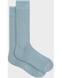Paul Smith - Sky Blue Cotton-blend Ribbed Socks - Lyst