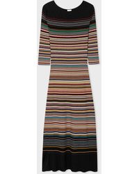Paul Smith - 'signature Stripe' Knitted Midi Dress Multicolour - Lyst