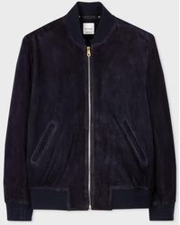 Paul Smith - Dark Suede Bomber Jacket - Lyst