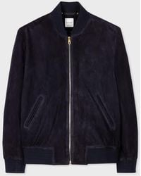 Paul Smith - Dark Suede Bomber Jacket - Lyst