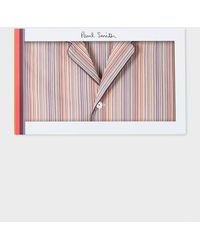 Paul Smith - 'signature Stripe' Cotton Pyjama Set With Navy Trims Gift Box Set Multicolour - Lyst