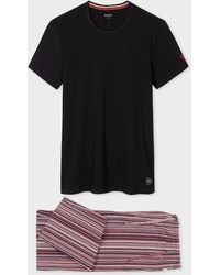 Paul Smith - & Manchester United - 'signature Stripe' Pyjama T-shirt Set Black - Lyst