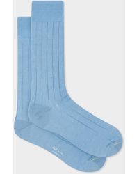 Paul Smith - Pale Blue Cotton-blend Ribbed Socks - Lyst