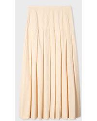 Paul Smith - Cream Pleated Cotton-Blend Skirt - Lyst