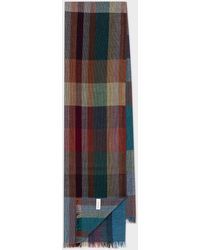 Paul Smith - Wool-silk 'signature Stripe Check' Scarf Multicolour - Lyst