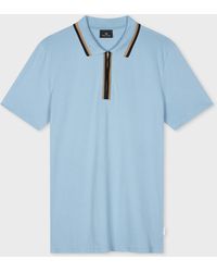 Paul Smith - Zip-Neck Polo Shirt With Contrast Tipping - Lyst