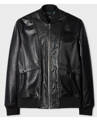 Paul Smith - Leather Zip-Front Bomber Jacket - Lyst