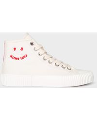 Paul Smith - Canvas 'kibby' Trainers With Red 'happy' Logo White - Lyst