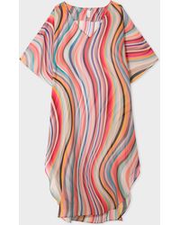 Paul Smith Sheer 'swirl' Print Silk Tunic - Multicolor