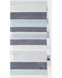 PS by Paul Smith - Blue And Grey Stripe Cotton-blend Scarf - Lyst
