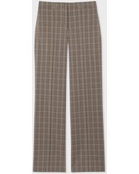 Paul Smith - Taupe Check Wide-leg Wool Trousers Brown - Lyst