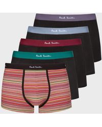 Paul Smith - 'signature Stripe' Mixed Organic-cotton Boxer Briefs Five Pack Black - Lyst