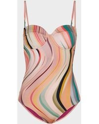 Paul Smith - 'Dusky Swirl' Print Wrap Bandeau Swimsuit - Lyst