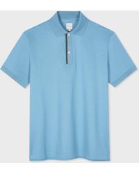 Paul Smith - Blue 'signature Stripe' Trim Polo Shirt - Lyst