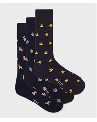 Paul Smith - Mixed 'Novelty' Robot Motif Socks Three Pack - Lyst
