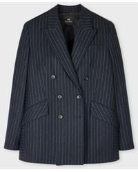 Paul Smith - Pinstripe Wool-Blend Double Breasted Blazer - Lyst