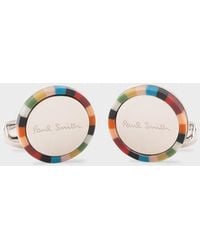 Paul Smith - Circle 'Signature Stripe' Cufflinks - Lyst