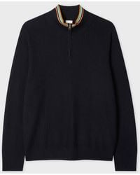Paul Smith - Washable Merino Wool 'Signature Stripe' Half Zip Sweater - Lyst