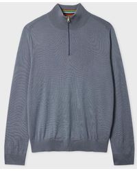 Paul Smith - Steel Merino Wool Quarter Zip Sweater - Lyst