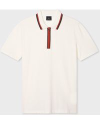 Paul Smith - Ecru Contrast Tipping Zip Polo Shirt - Lyst